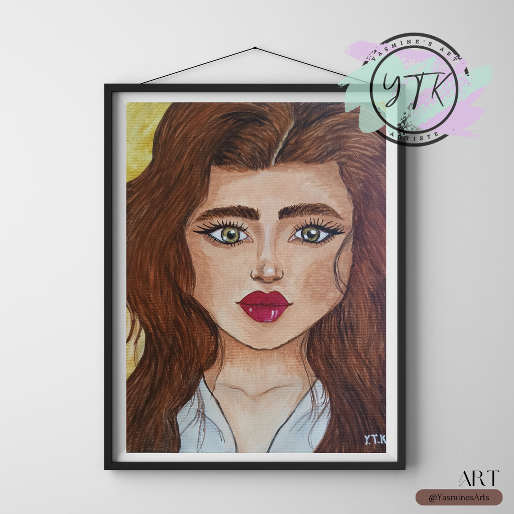 Tableau traits d'une femee