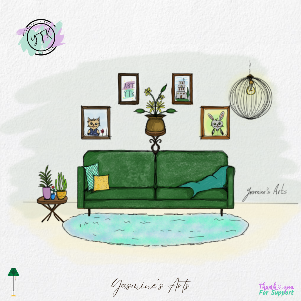 Illustation salon vert
